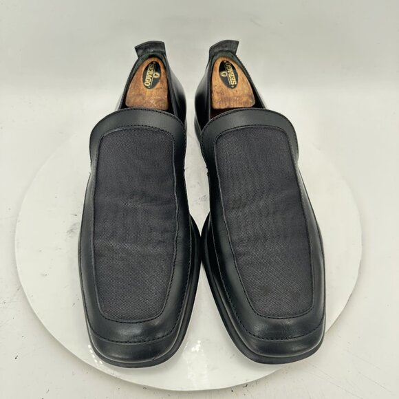 Gucci Men Size UK 8.5D US 9  Black Leather Canvas Slip On Penny Loafer Shoes - Picture 1 of 12